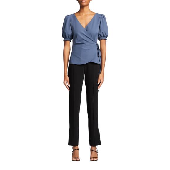 Cinq a Sept Brianne Slit-Leg Trousers High Rise Black Front Pintuck Pant Size 10 - Picture 14 of 14